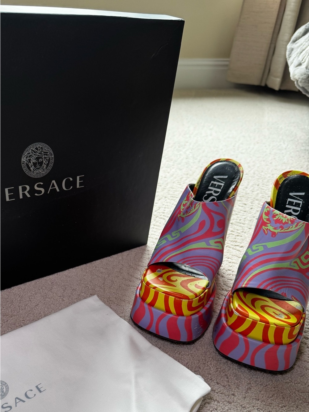 Versace Music Medusa Swirl Platform Mules